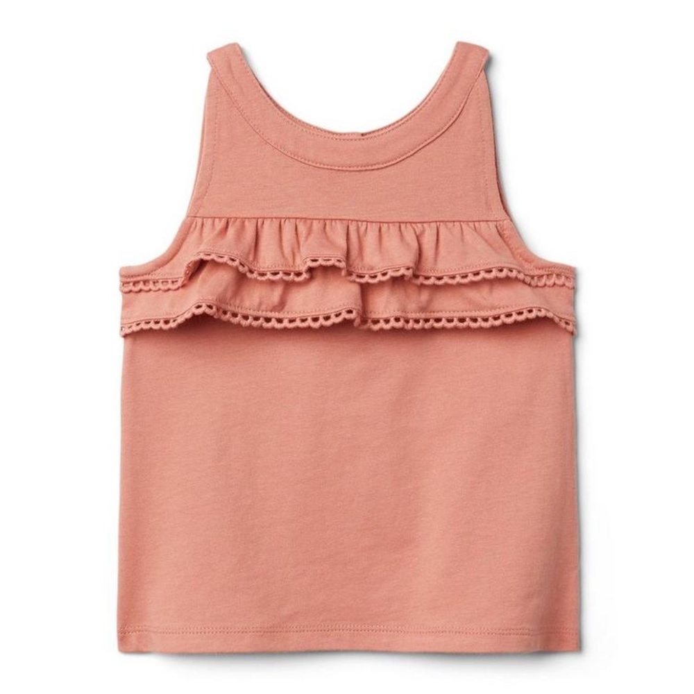 Picot trim ruffle top in Desert Sand size 2T